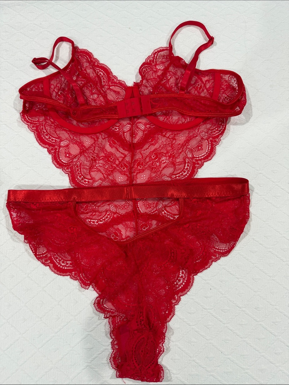 Red Sheer Lace 1 Piece Intimates - XL